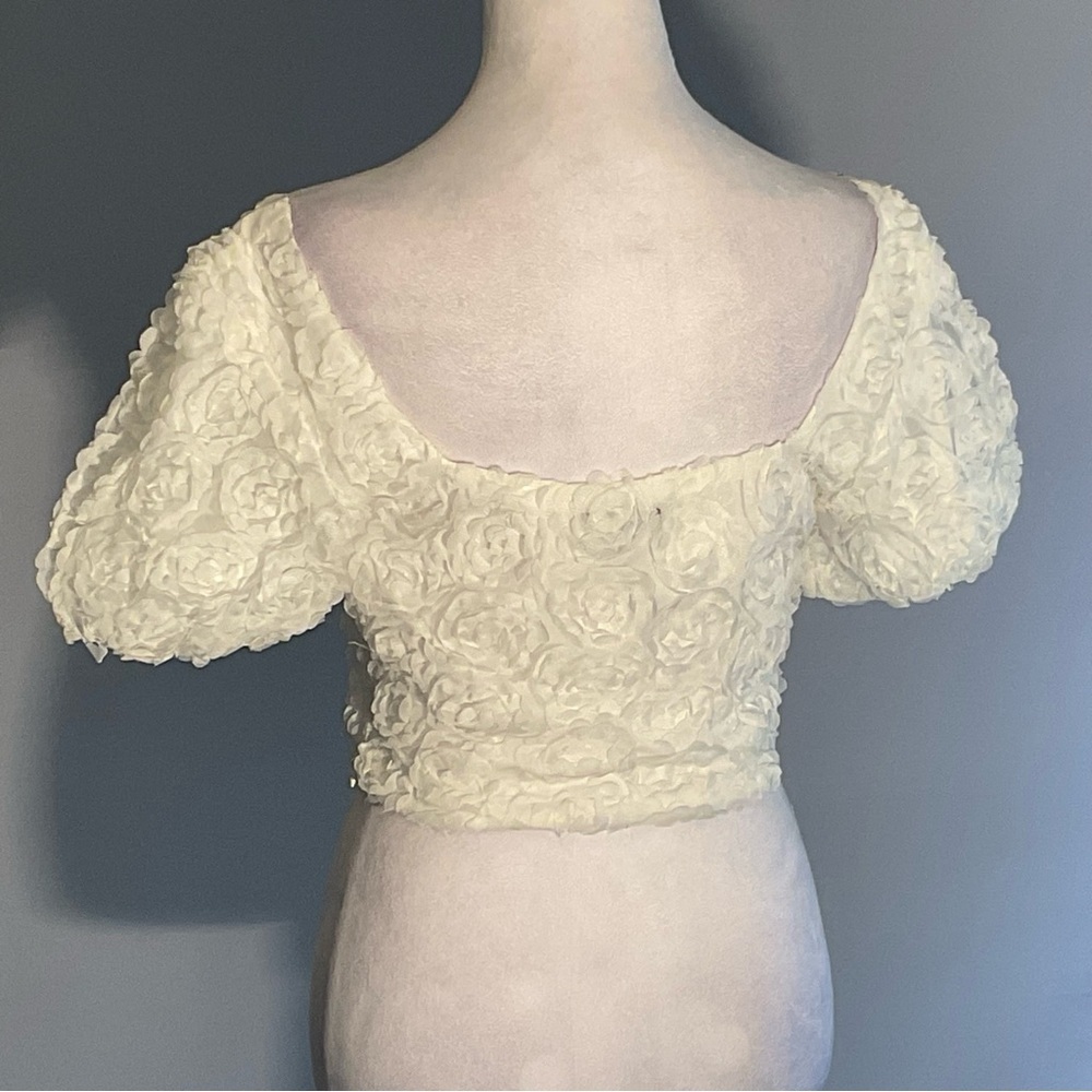 Julia by Love White Rosette Crop Top Puff Sleeve Bridal Event Size S - Picture 7 of 14